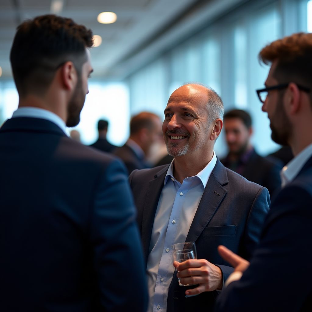 Profesionales interactuando en evento del sector energético